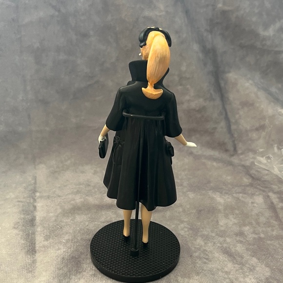 Vintage Enesco Barbie Figurine Doll with Black Coat and Colorful Dress - Picture 2 of 8